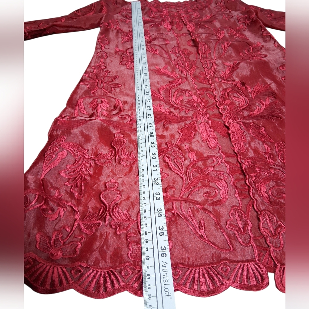 Luxurious Scarlet Embroidered Robe - Picture 5 of 5